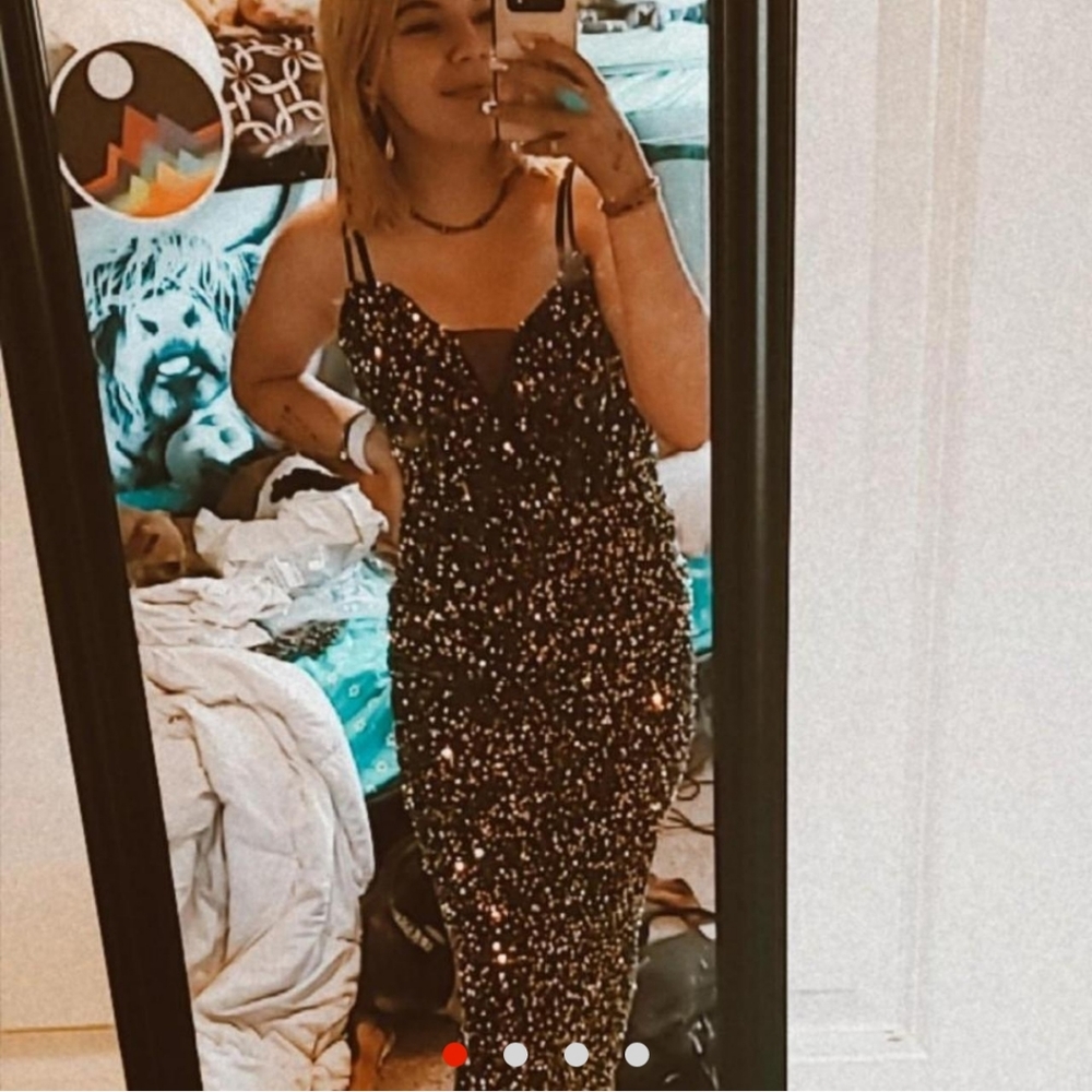 Black sequin prom dress